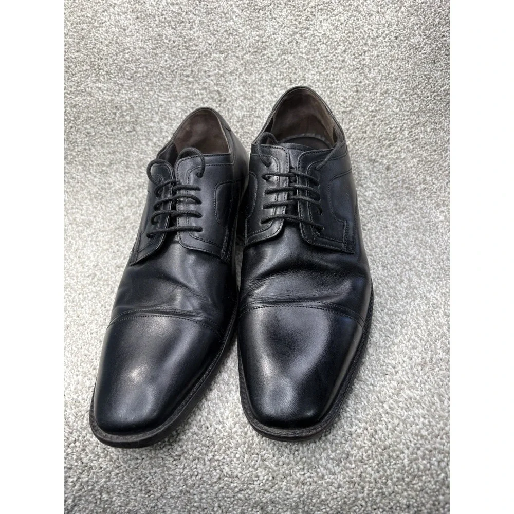 Johnston & Moore Mens Black Leather Cap Toe Oxford‎ Dress Shoes Size 14M Classic